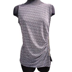 EC JONES NEW YORK SLEEVELESS IKAT CORAL COMBO W/ SIDE ZIPPER SZ.M